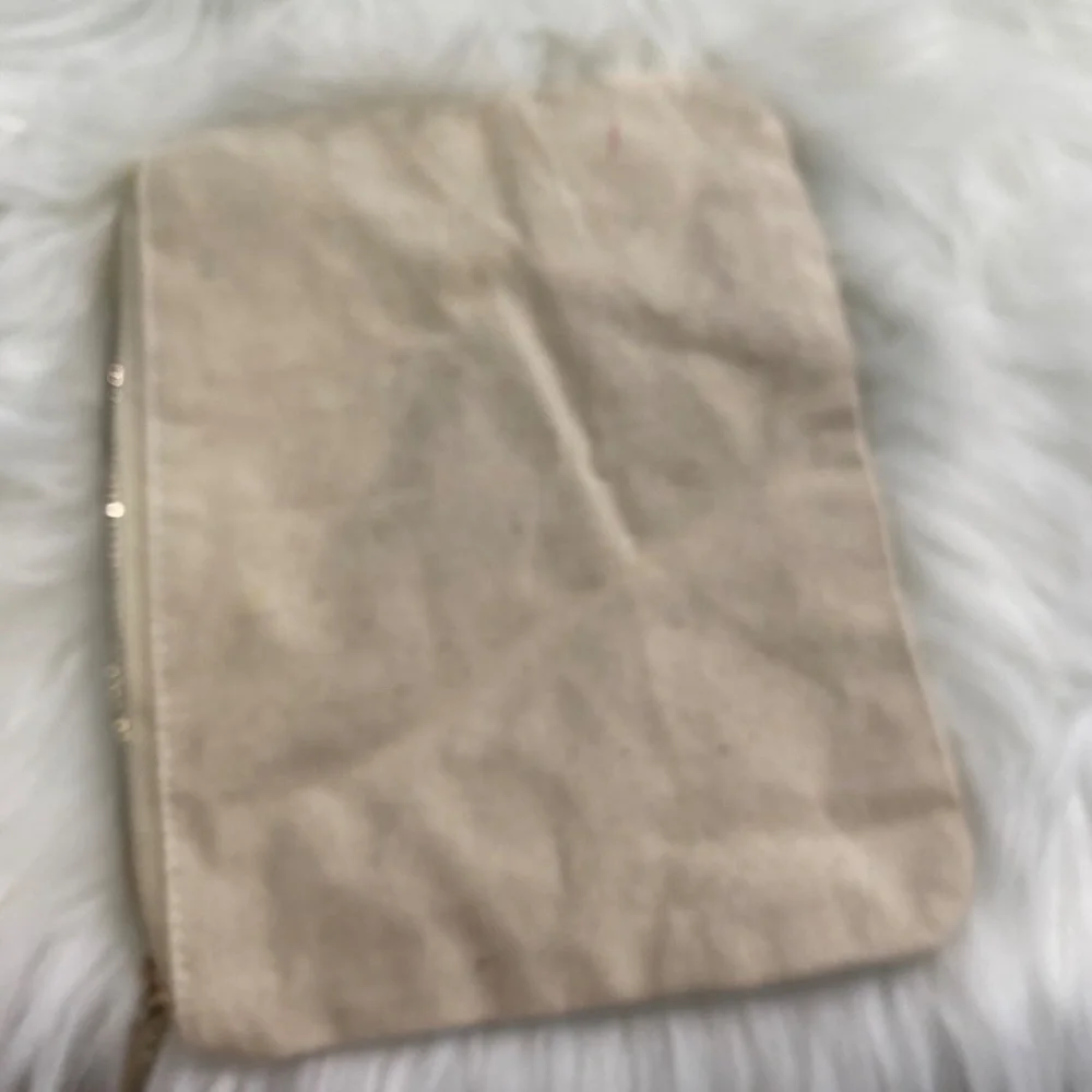 Canvas Zipper Basic Pouch. Cream/Yelow. One Size